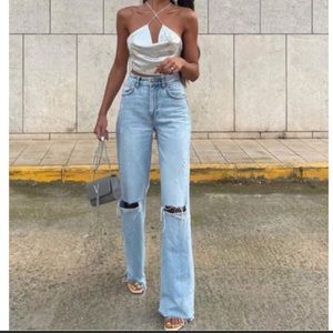 Bloggers choice! ZARA high rise wide leg jeans
